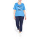 PER TE BY KRIZIA PALE BLUE T-SHIRT WITH EMBELLISHED PRINT FRONT