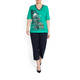 PER TE BY KRIZIA GREEN PRINT TOP V-NECK