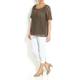 KRIZIA khaki broderie anglaise crystal embellished TOP