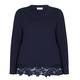 PER TE BY KRIZIA navy TOP with lace hem and lurex trim
