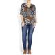 PER TE BY KRIZIA BLACK AND TAN JUNGLE PRINT TOP