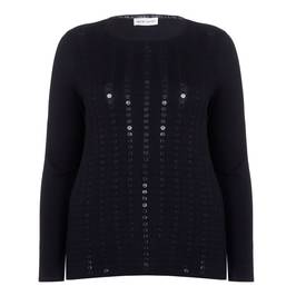 PER TE BY KRIZIA black SWEATER with large sequins - Plus Size Collection