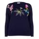 PER TE BY KRIZIA ANGORA & CASHMERE BLEND NAVY EMBROIDERED SWEATER