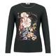 Krizia black floral print crystal embellished top