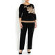 LUISA VIOLA FLORAL INTARSIA SWEATER BLACK