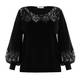 LOUISA VIOLA LACE TRIM SWEATER BLACK