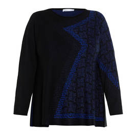 LUISA VIOLA LUREX INTARSIA SWEATER BLUE AND BLACK - Plus Size Collection