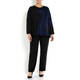 LUISA VIOLA LUREX INTARSIA SWEATER BLUE AND BLACK