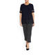 HABELLA ROUND NECK TOP WITH EMBROIDERY HEM NAVY