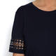 HABELLA ROUND NECK TOP WITH EMBROIDERY HEM NAVY