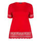 HABELLA ROUND NECK TOP WITH EMBROIDERY HEM RED