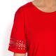 HABELLA ROUND NECK TOP WITH EMBROIDERY HEM RED