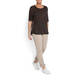 PER TE BY KRIZIA ROUND NECK TOP WITH LINEN LEOPARD DETAIL