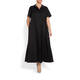 MARINA RINALDI LONG BLACK COTTON POPLIN DRESS