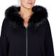 LUISA VIOLA LONG CARDIGAN WITH FAUX FUR HOOD BLACK