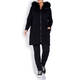 LUISA VIOLA LONG CARDIGAN WITH FAUX FUR HOOD BLACK