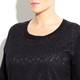 LUISA VIOLA LACE FRONT BLACK SWEATER WITH ANGORA