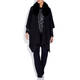 LUISA VIOLA WRAP WITH FAUX FUR TRIM BLACK