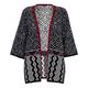 LUISA VIOLA BLACK & WHITE IKAT INTARSIA CARDIGAN WITH RED EDGING