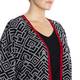 LUISA VIOLA BLACK & WHITE IKAT INTARSIA CARDIGAN WITH RED EDGING