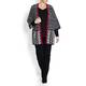 LUISA VIOLA BLACK & WHITE IKAT INTARSIA CARDIGAN WITH RED EDGING