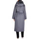 LUISA VIOLA WRAP COAT FAUX-FUR TRIM GREY 