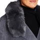 LUISA VIOLA WRAP COAT FAUX-FUR TRIM GREY 