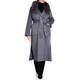 LUISA VIOLA WRAP COAT FAUX-FUR TRIM GREY 