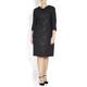 LUISA VIOLA BLACK COLLAR JACQUARD DRESS WITH LUREX 