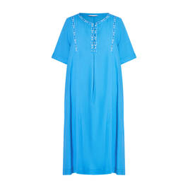 Luisa Viola Embroidered Flax Linen Dress Sky Blue - Plus Size Collection
