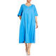 Luisa Viola Embroidered Flax Linen Dress Sky Blue