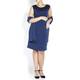 LUISA VIOLA NAVY EMBELLISHED NECK DRESS+STOLE WITH OPTIONAL SLEEVES