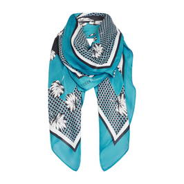 Luisa Viola Print Scarf Turquoise  - Plus Size Collection