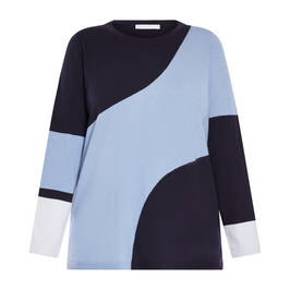 Luisa Viola Colour Block Sweater Navy and Blue - Plus Size Collection
