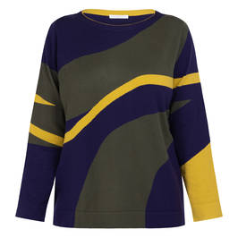 Luisa Viola Curve Intarsia Knitted Tunic Purple - Plus Size Collection