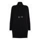 LUISA VIOLA LONG BLACK SHAWL COLLAR CARDIGAN WITH LEATHER TOGGLE
