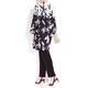 LUISA VIOLA BLACK AND WHITE FLORAL PRINT LONG JACKET 