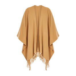 Luisa Viola Fringed Poncho Camel - Plus Size Collection
