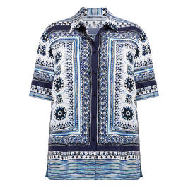 Luisa Viola Shirt Print Blue  - Plus Size Collection