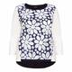 LUISA VIOLA textured floral navy and ivory SWEATER