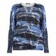 LUISA VIOLA BLUE ABSTRACT HORIZONTAL STRIPE SWEATER