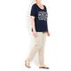 LUISA VIOLA NAVY BUTTERFLY PRINT T-SHIRT 