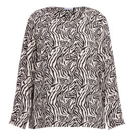 Luisa Viola Zebra Print Tunic Black  - Plus Size Collection