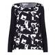 LUISA VIOLA MONOCHROME ABSTRACT PRINT CREPE TOP WITH CONTRAST SLEEVE