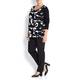 LUISA VIOLA MONOCHROME ABSTRACT PRINT CREPE TOP WITH CONTRAST SLEEVE