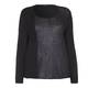 LUISA VIOLA CROC TEXTURE BLACK JERSEY TOP