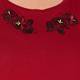 LUISA VIOLA RED EMBROIDERED FLORAL APPLIQUE TOP