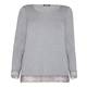 LUISA VIOLA GREY JERSEY TOP WITH LACE HEM