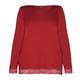 LUISA VIOLA RED JERSEY TOP WITH LACE HEM