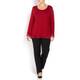 LUISA VIOLA RED JERSEY TOP WITH LACE HEM